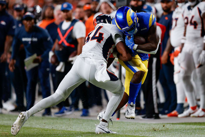Freeman during a preseason game against the Denver Broncos, the team that drafted him.